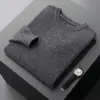 Suéter de cachemira nuevo de otoño e invierno para hombre, suéter de punto informal de cuello redondo para negocios, camisa de fondo, suéter de cachemira pura gruesa para hombre