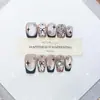 Daiyueda Unhas Vestíveis Puras Feitas à Mão Outono e Inverno Novo Francês Bolinhas Estrela Pintadas à Mão Elegante Olho de Gato Patch de Manicure