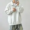 Sudadera con media cremallera y cuello alto estilo retro americano para hombre, capa interior de peso pesado para otoño, capa base, ajuste limpio, chaqueta para pareja