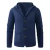 Suéter masculino novo estilo retrô americano outono e inverno, estilo casual, cardigã de tricô com capuz solto versátil para homens