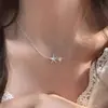 Collar de Perlas de Plata de Ley S925 de Alta Gama para Mujer 2026 Nuevo Estilo Coreano Colgante Moda Simple Trébol Cadena para Clavícula