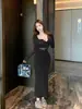 Vestido bodycon ajustado estilo Hepburn para mujer, nueva colección otoño e invierno, entallado en la cintura, adelgazante, con paneles de malla, vestido elegante