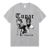 Camiseta Estampada com Desenho Animado Rapper Tupac 2Pac de Manga Curta Feminina Roupas Estampadas Femininas Camiseta Feminina