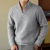 Suéter de punto grueso con cremallera a media altura y cuello alto, forrado de forro polar para hombre, nuevo suéter cálido de capa base para otoño e invierno 2026