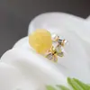Anillo de plata Nafoge al por mayor incrustado con flor de cera de abeja natural Anillo de plata de ley 925 mariposa pequeña tridimensional Anillo de plata abierto