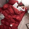 Capa de edredom de quatro peças de cor sólida para cama, lençol simples, suprimentos para dormitório estudantil, conjunto de três peças de casal e solteiro