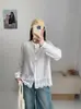 Camisa blanca fresca y elegante estilo japonés con cuello mao, botones de colores y ribete de encaje, manga larga, para mujer, nueva blusa otoño 2026