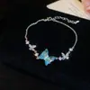 Azul Hielo Qingyu~Pulsera de Mariposa con Circonita Chapada en Oro Real de 18k, Diseño de Nicho de Lujo Ligero, Exquisito y Elegante Accesorio de Mano