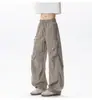 Calça casual lisa, minimalista e moderna estilo americano para homens e mulheres, adequada para atividades ao ar livre, caminhadas e uso no trabalho; calças longas de corte reto, caimento solto e versáteis