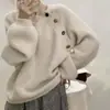 Suéter Espesso Outono/Inverno 2026 Feminino com Botão Diagonal, Camisa Base Única, Macio e Aconchegante, Casual e Sofisticado