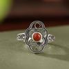 Yilu Silver S925 Sterling Silver Nanhong Retro Guofeng Old Ruyi Hollow Ring Temperamento Auspicioso Anel de Prata Aberto