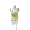Blusa con Volantes Blanco Roto/Amarillo Jazmín/Azul Niebla Claro