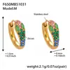 Pendientes de Acero Inoxidable con Baño de Oro Real de 18K, Forma de U, Circonita Colorida, Forma de Serpiente, Completamente Incrustados con Diamantes, Lujo Accesible, Moda, Pendientes Versátiles