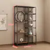 Prateleira de Exibição Moderna Simples Armário de Chá Rack de Armazenamento Estilo Madeira Maciça Folhas de Chá e Conjunto de Chá Armário de Exibição em Ferro Forjado Estante para Sala de Estar Estilo Chinês