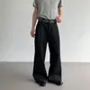 Calça listrada de design retrô americano para homens e mulheres, novo estilo de outono, corte solto, versátil, com caimento fluido, modeladora, calça casual para o dia a dia