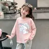 Camiseta Infantil de Algodão Puro Manga Longa Estilosa Desenho Bebê Ins Camada Base 2026 Nova Outono Meninas Primavera/Outono Top