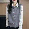 Chaleco Cardigan de Punto Redondo de Terciopelo Agradable para la Piel, Nuevo Estilo Primavera 2026 con Diseño de Botones Coloridos, Chaleco sin Mangas para Superponer para Mujer