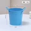 Balde Mini de Metal Cor de Doce Pequeno Balde Metalizado Porta-Canetas de Mesa Balde Decorativo de Armazenamento Vaso Pequeno para Planta Suculenta
