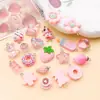 20 Tipos de Pingentes de Urso Doce Sorvete Morango Pêssego Rosa de Resina Imitação Acessórios para Pulseira DIY Feitos à Mão