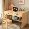 Mesa de Madeira Maciça Estante Integrada Mesa Simples para Computador de Mesa Mesa para Estudo Doméstico de Estudante com Gaveta Mesa de Escrita
