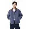 Ropa de trabajo solapa moda marca rufián guapo corta personalizada chaqueta abrigo hombres lona americana bloques de color holgada otoño nacional