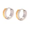 Pendientes Sencillos Dorados Personalizados de Amazon Transfronterizos Acero de Titanio Color Combinado Pendientes Redondos Pendientes de Gama Alta Venta al por Mayor