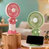 Ventilador de Mão Mini Portátil para Estudante com Três Velocidades Ajustáveis Desenho Animado Fofo Base de Suporte Ventilador de Mesa Recarregável