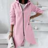 Suéter de calle personalizado con cremallera y capucha, suéter largo de terciopelo para mujer, otoño e invierno, comercio exterior transfronterizo 2021