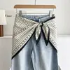 Pañuelo Triangular Cabeza Árbol de Coco Verde Francés para Mujer Estilo Pastoral Primavera Otoño Cubre Trasero Cinturón de Cintura Adorno para la Cabeza Protección Solar Bufanda de Seda Chal