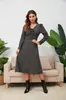 Vestido Floral de Manga Larga con Cuello en V y Cordón en la Cintura, Adelgazante, por Encima de la Rodilla, Nuevo Otoño/Invierno 2025 de Amazon, en Stock