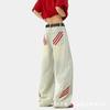 Pantalones vaqueros rectos de pierna ancha y holgados de estilo retro americano con rayas transfronterizas para hombre, primavera y otoño, nuevos, de calle, combinables con todo.