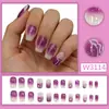 Estilo Comércio Exterior Europeu e Americano Ins Estilo Francês Listrado Brilhante Curto Moda High-End Cor Sólida Removível Usável Unhas Atacado