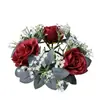 Corona de Rosas, Portavelas de Aromaterapia, Recipiente para Velas, Corona Decorativa, Decoración de Mesa para Bodas, Plantas Verdes, Decoración del Hogar