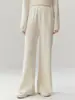 Zhenrong~ Pantalones de Punto de Cachemir de Cabra 100% Holgados Relajados para Mujer Cintura Alta Caída Pierna Recta Suelta