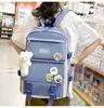 Mochila Escolar para Estudiante, Mochila de Moda Estilo Fresco de Campus, Set de Cuatro Piezas, Estilo Coreano Casual, Ligera, para Viaje, Mochila para Ordenador