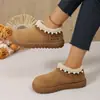 2025 Botas de Invierno Cálidas de Felpa con Suela Gruesa de Piel y Algodón Plataforma Antideslizante Botas de Nieve Botines Cortos Casuales para Mujer Otros