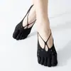 Calcetines finos transpirables de color liso de seda helada de corte bajo para mujer con cinco dedos para primavera y verano, calcetines de malla de terciopelo con dedos divididos