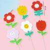 Ins oso de dibujos animados coreano cara sonriente expresión flor borla bandera tarjeta de papel decoración de pastel para hornear tarjeta enchufe