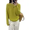 Ropa de Mujer Primavera 2026 Nuevo Estilo Manga Raglán Cuello Redondo Delgado de Manga Larga Tejido Superior Camisa Básica Estilo Coreano
