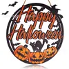 Decorações de Porta Populares de Halloween Transfronteiriças: Fantasma, Abóbora, Gato Preto, Placa Decorativa de Guirlanda para Porta da Frente de Madeira de Halloween