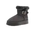 Botas de nieve grises de caña media con suela gruesa para mujer 2026 nuevos zapatos de invierno con forro polar añadido y algodón cálido engrosado