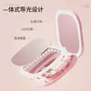 Mini espejo de maquillaje LED con luz, espejo compacto plegable de mano, espejo de aumento para belleza, espejo de viaje portátil con luz de relleno