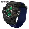 Reloj Electrónico Sanda Moda Trendy Juventud Esfera Grande Doble Pantalla 50m Resistente al Agua Luminoso Cronometraje Reloj Electrónico