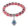Aleación Palma Hueca Ojos Azules Colorido Color Mezclado Colgante de Cuentas Pulsera Elástica Joyería Simple para Pareja en stock