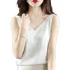 Camisola de Satén de Acetato Nueva de Verano para Mujer Cuello en V Holgada Versátil Camisa de Verano Delgada Top de Gama Alta para Mujer