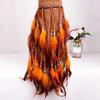 Faixa de Cabelo com Pena Boêmia Transfronteiriça Faixa de Cabelo Ji Hippy Viagem Faixa de Cabelo Longa com Pena Adorno de Cabeça Ponto Turístico Foto