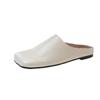 Pantuflas Retro Baotou para Mujer Ropa de Exterior Nuevo Punta Cuadrada Suela Plana Perezosas Slip-on Trasero Abierto de una Sola Capa para Tallas Grandes Comercio Exterior
