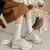 Calcetines para Mujer Primavera y Otoño Algodón Media Caña Calcetines de Otoño ins Calcetines de Moda Caña Larga Letra C Ropa Exterior Pantalones Tiburón Calcetines de Moda