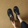 Versión de Piel de Oveja ~ Nuevos Mocasines Retro Británicos de Punta Redonda y Suela Gruesa para 2024 con Zapatos Slip-On de Piel de Cabra Recogida a Mano para Mujer