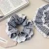 Goma Grande de Estilo Coreano con Borde de Encaje a Cuadros, Sujetador de Cola de Caballo de Alta Gama para Mujer, Cuerda para el Cabello de Alta Elasticidad